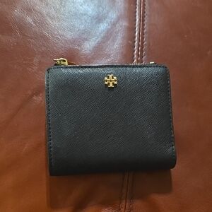Tory Burch Black Wallet with Gold Accents